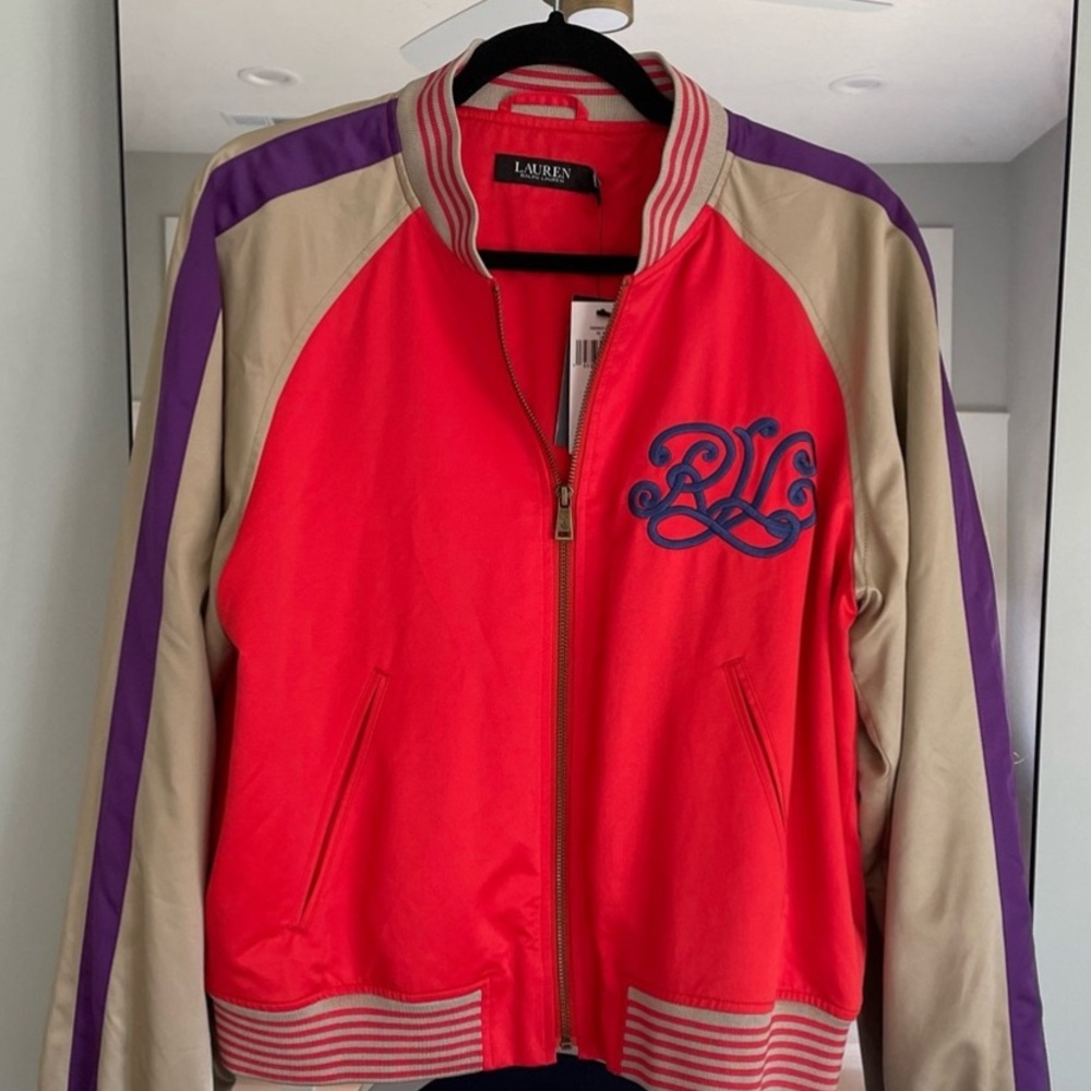Ralph Lauren Embroidered Satin Bomber Jacket - Picture 4 of 15